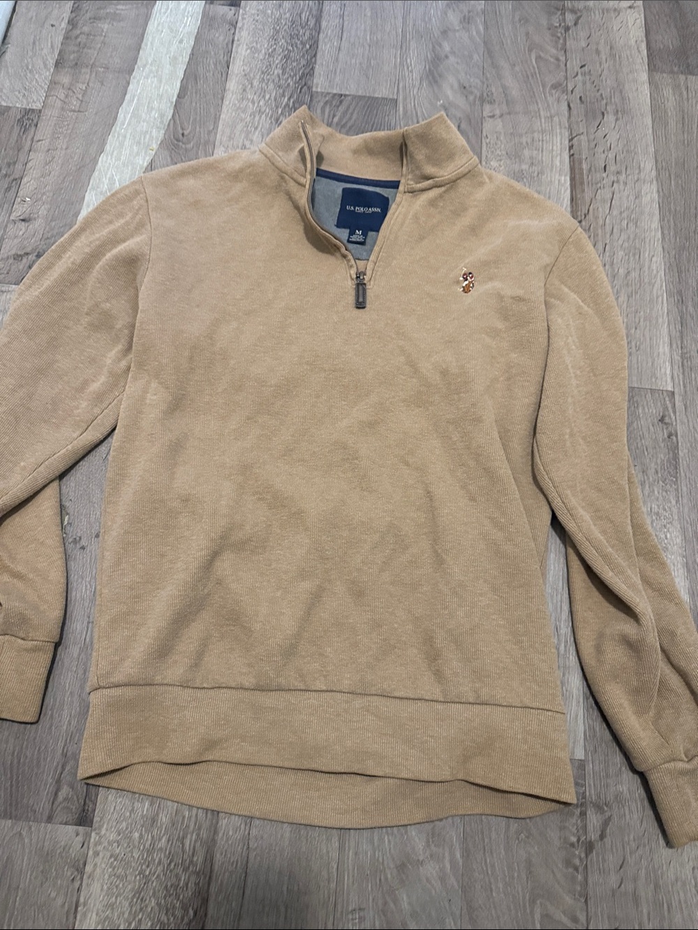 U.S. Polo Assn. Men’s Tan Quarter-Zip Sweater